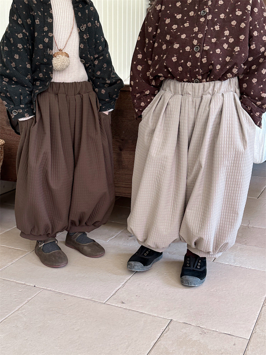 チェックバルーン裏ボアパンツ