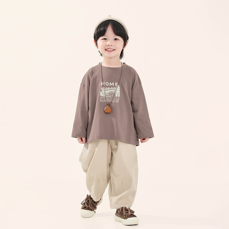 家イラスト長袖Tシャツ