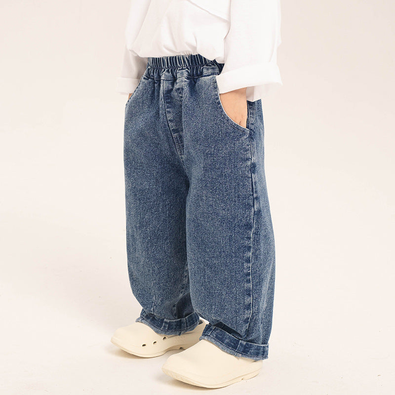 裾タックデニムパンツ
