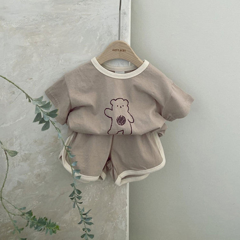 くまプリント半袖セットアップ