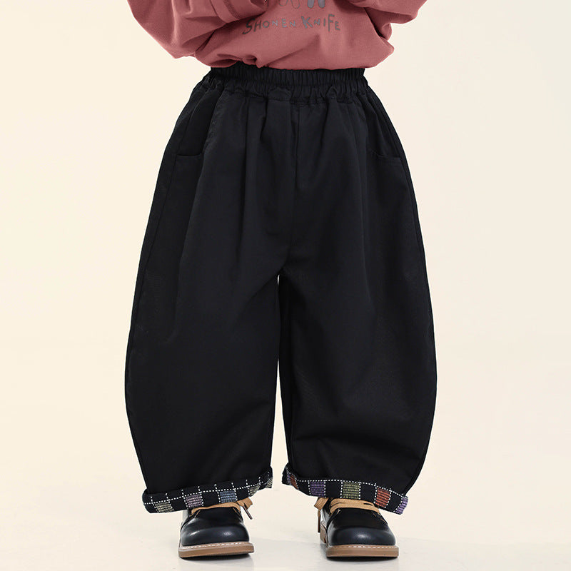 カラフルチェック巻き裾パンツ