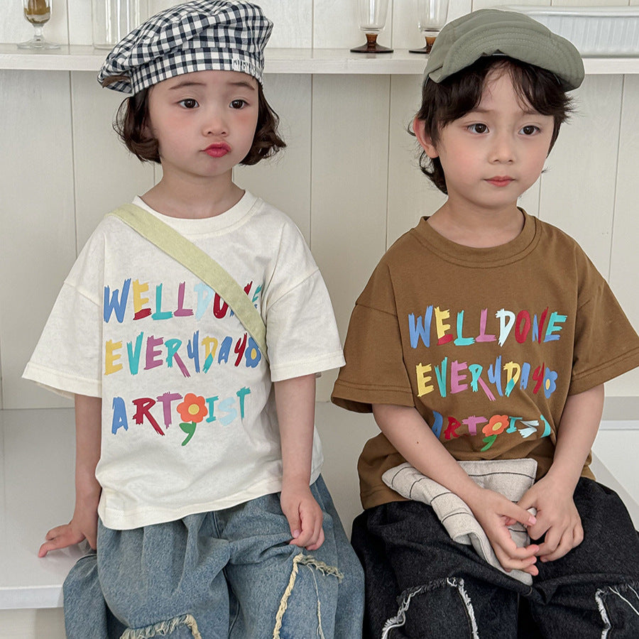 カラフルレターTシャツ