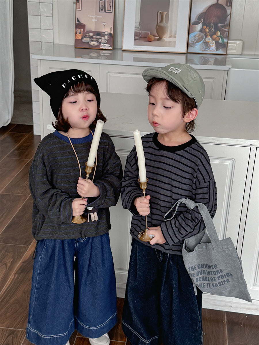 裾のドロコードボーダーロングT