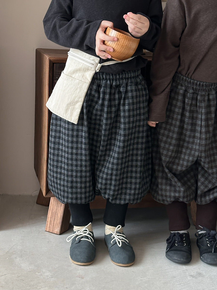 チェック柄アンクルリブパンツ