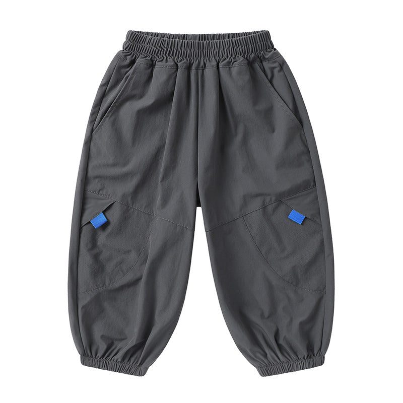 メッシュ切替ゴム裾ロングパンツ