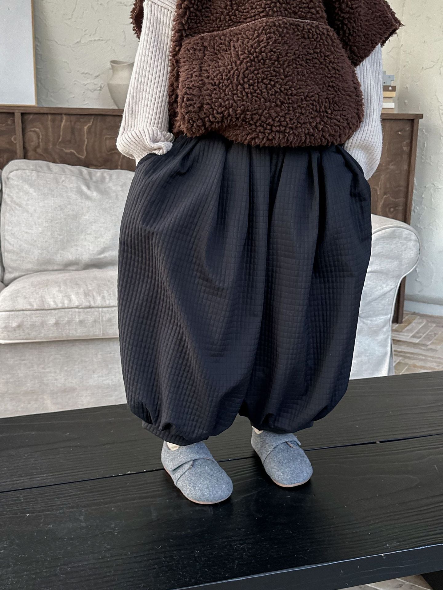 チェックバルーン裏ボアパンツ