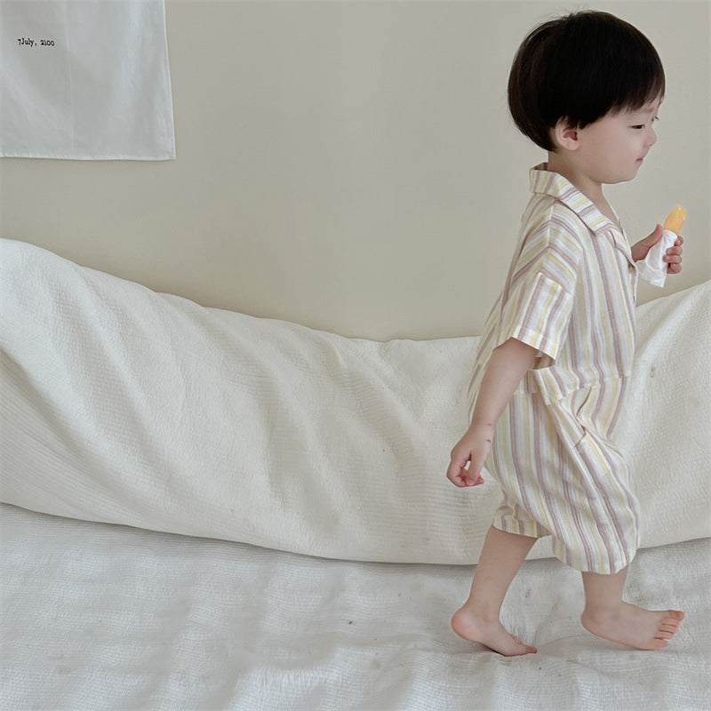 ストラップ柄シャツカバーオール