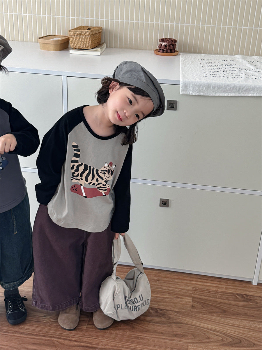 アニマル袖配色ロングT