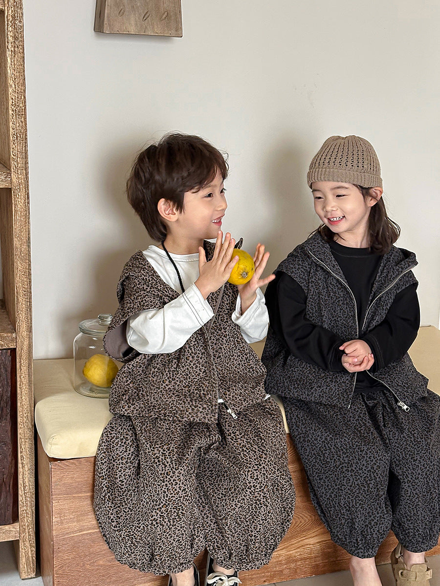 レオパード柄フードベストセット