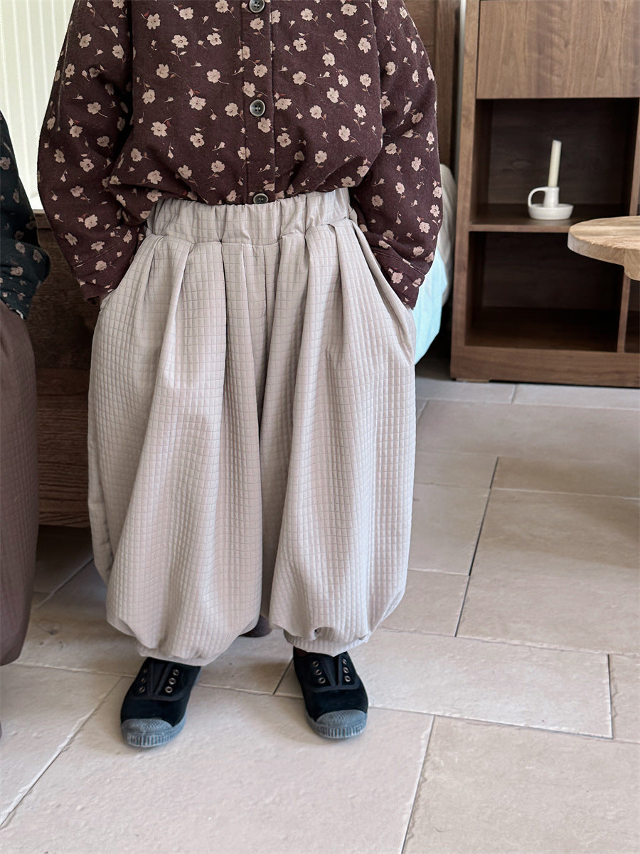 チェックバルーン裏ボアパンツ