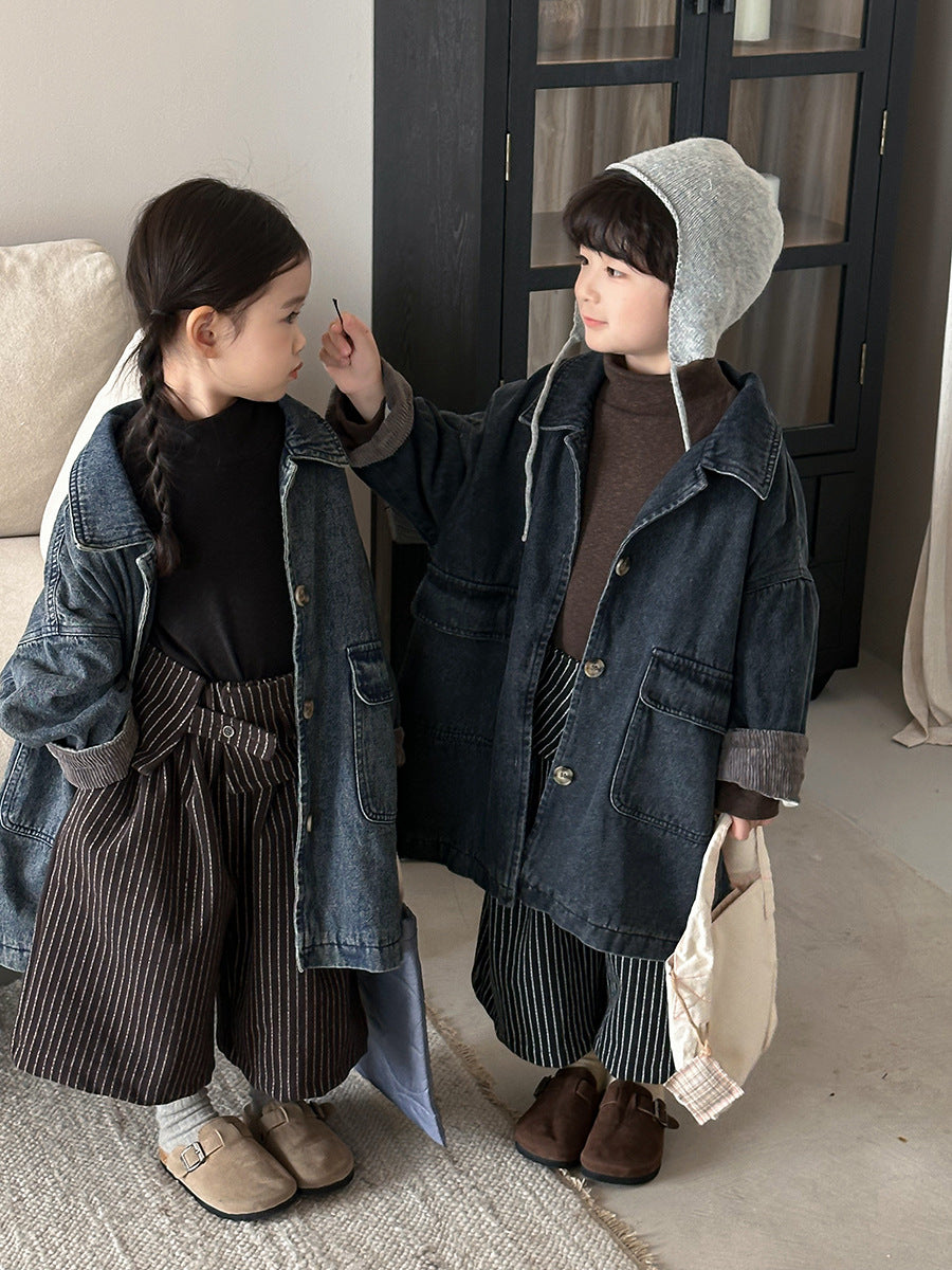 縦ストライプレトロワイドパンツ
