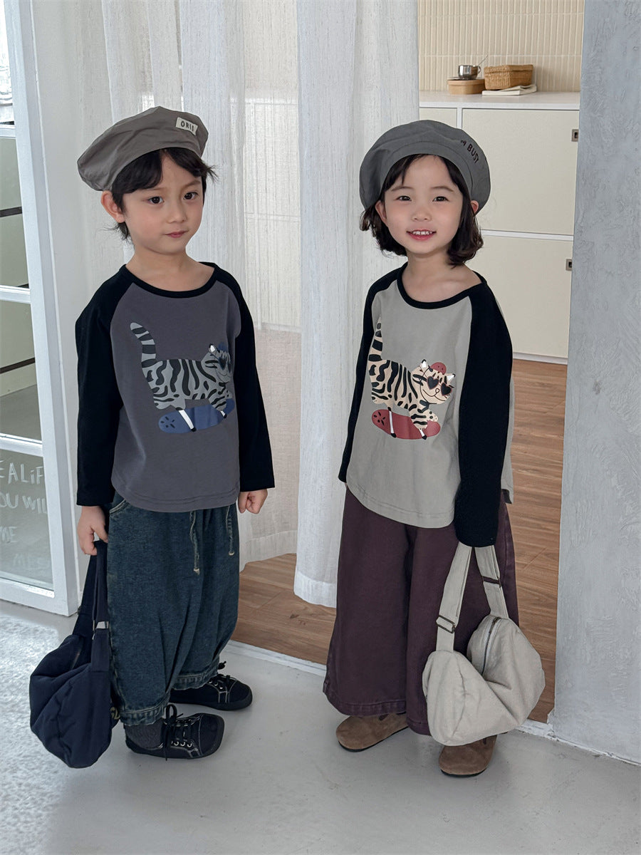 アニマル袖配色ロングT