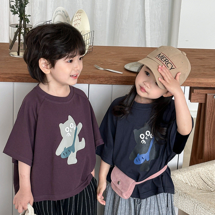 猫ちゃんプリント半袖Tシャツ