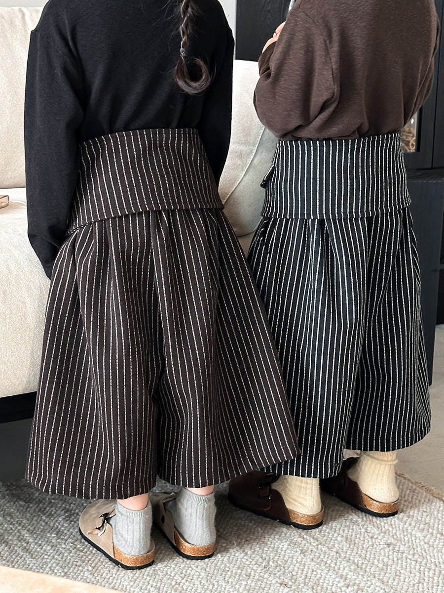 縦ストライプレトロワイドパンツ