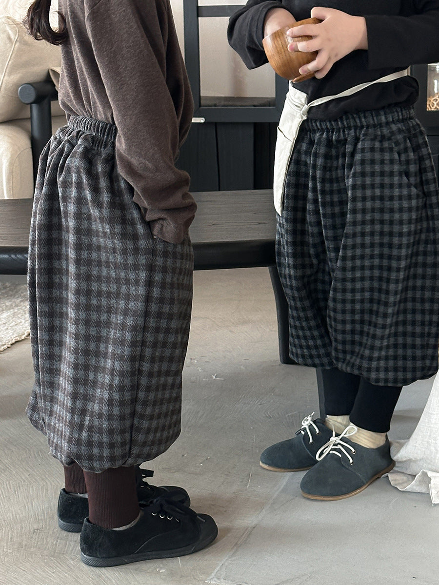 チェック柄アンクルリブパンツ