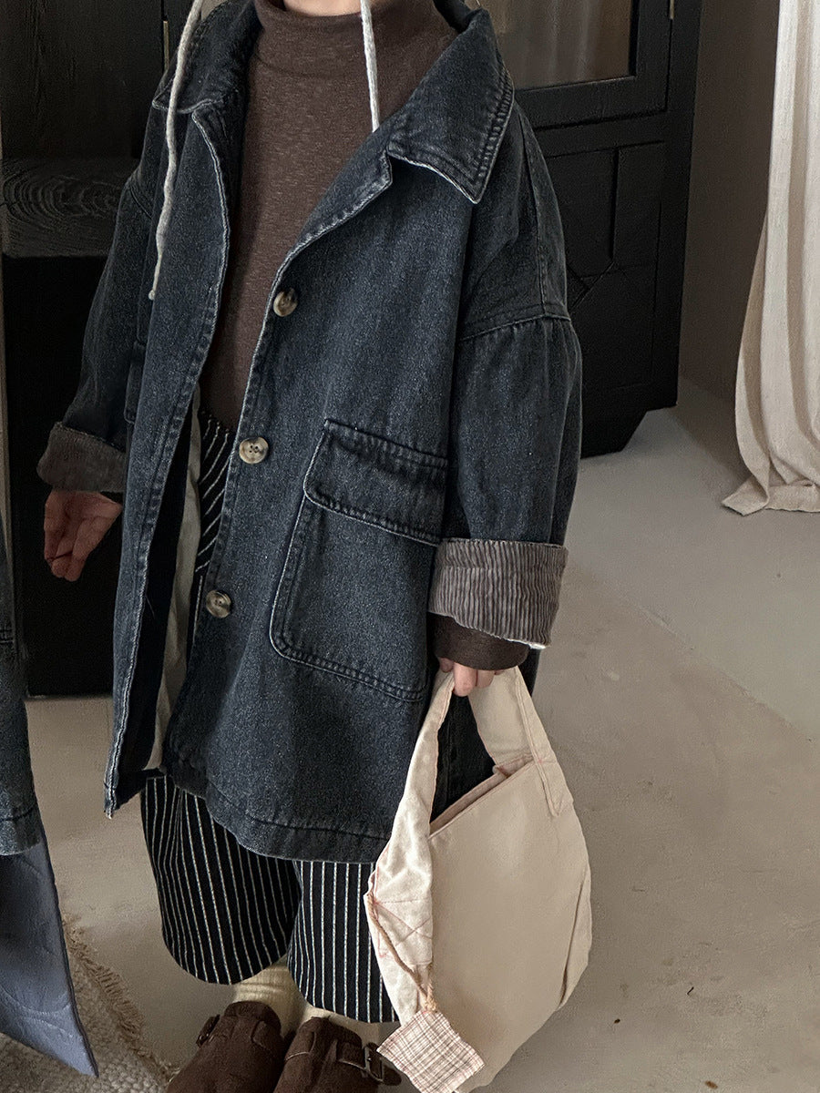 ロング丈デニムコート