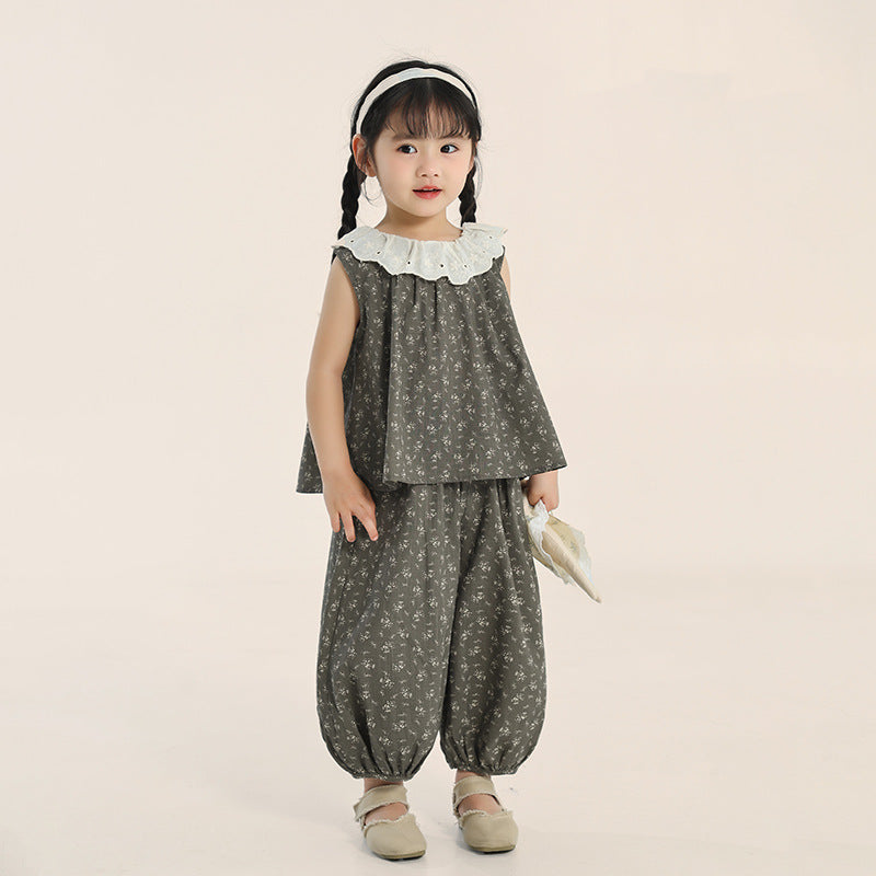 プリーツ加工小花柄セットアップ