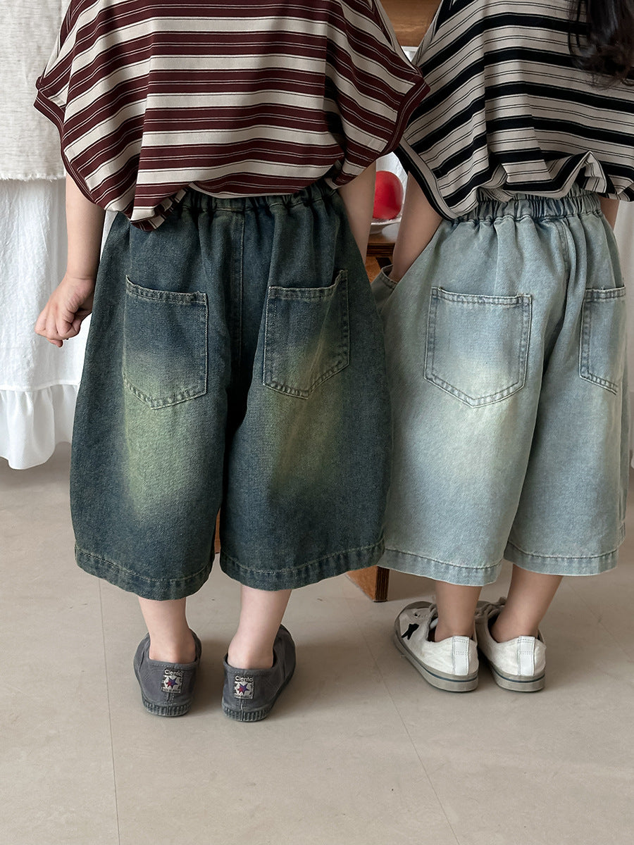ワイド七分丈デニムパンツ