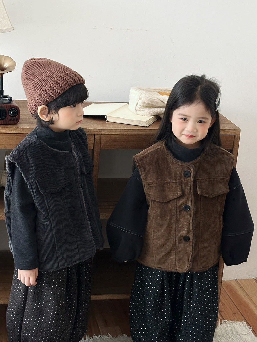 コーデュロイユニセックスベスト