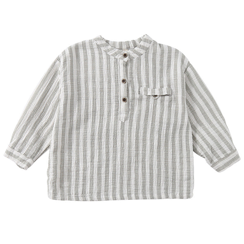 純綿ガーゼストライプシャツ