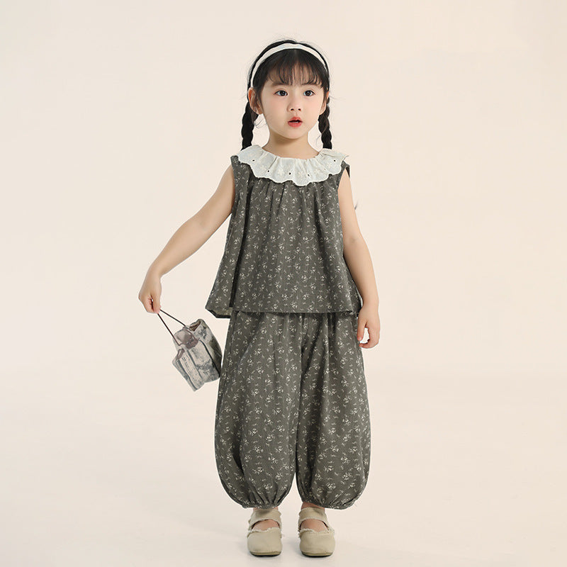 プリーツ加工小花柄セットアップ
