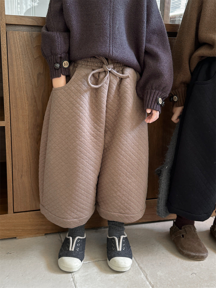 キルティング裏ボアワイドパンツ