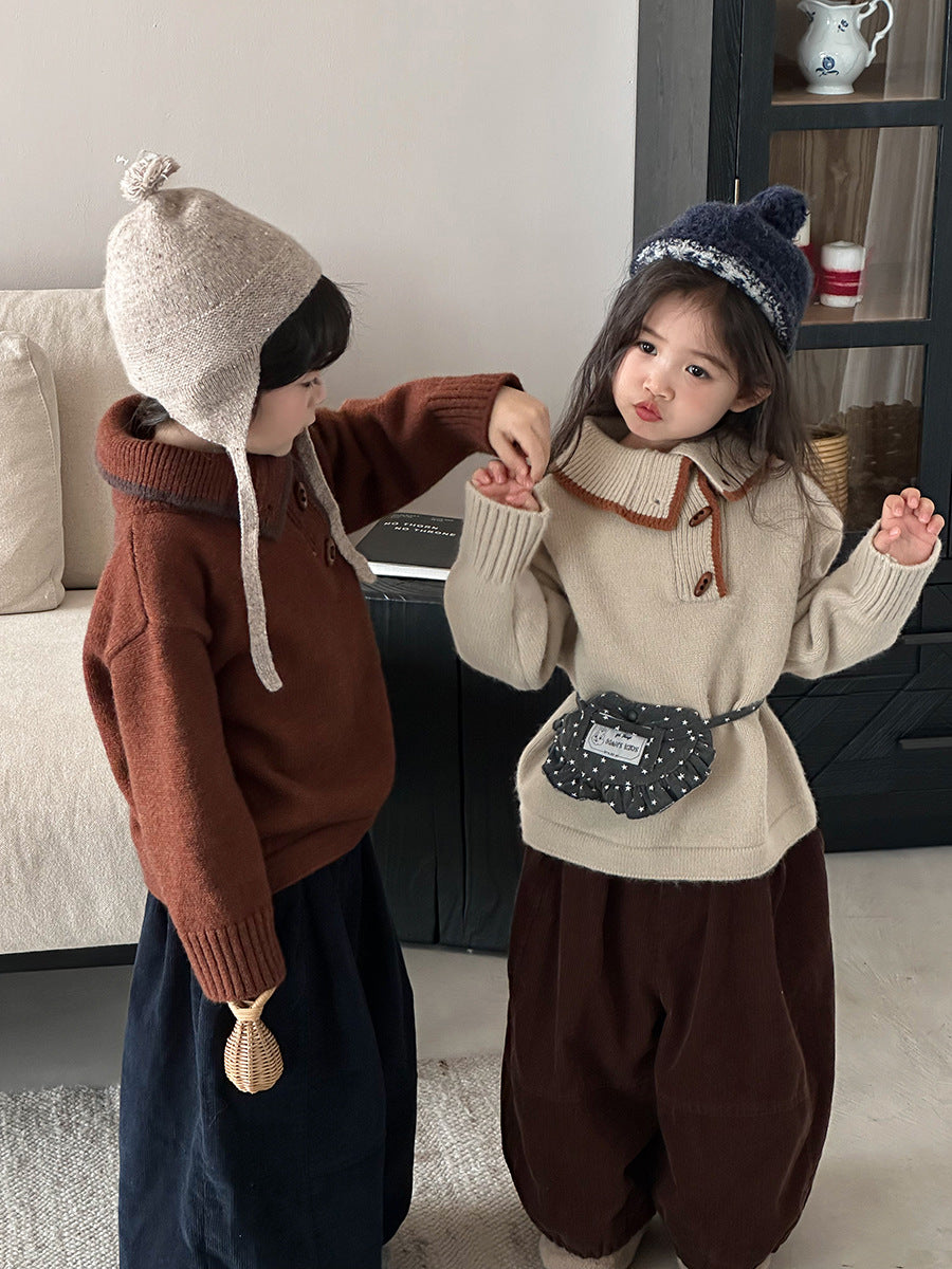 Diagonal front opening polo knit