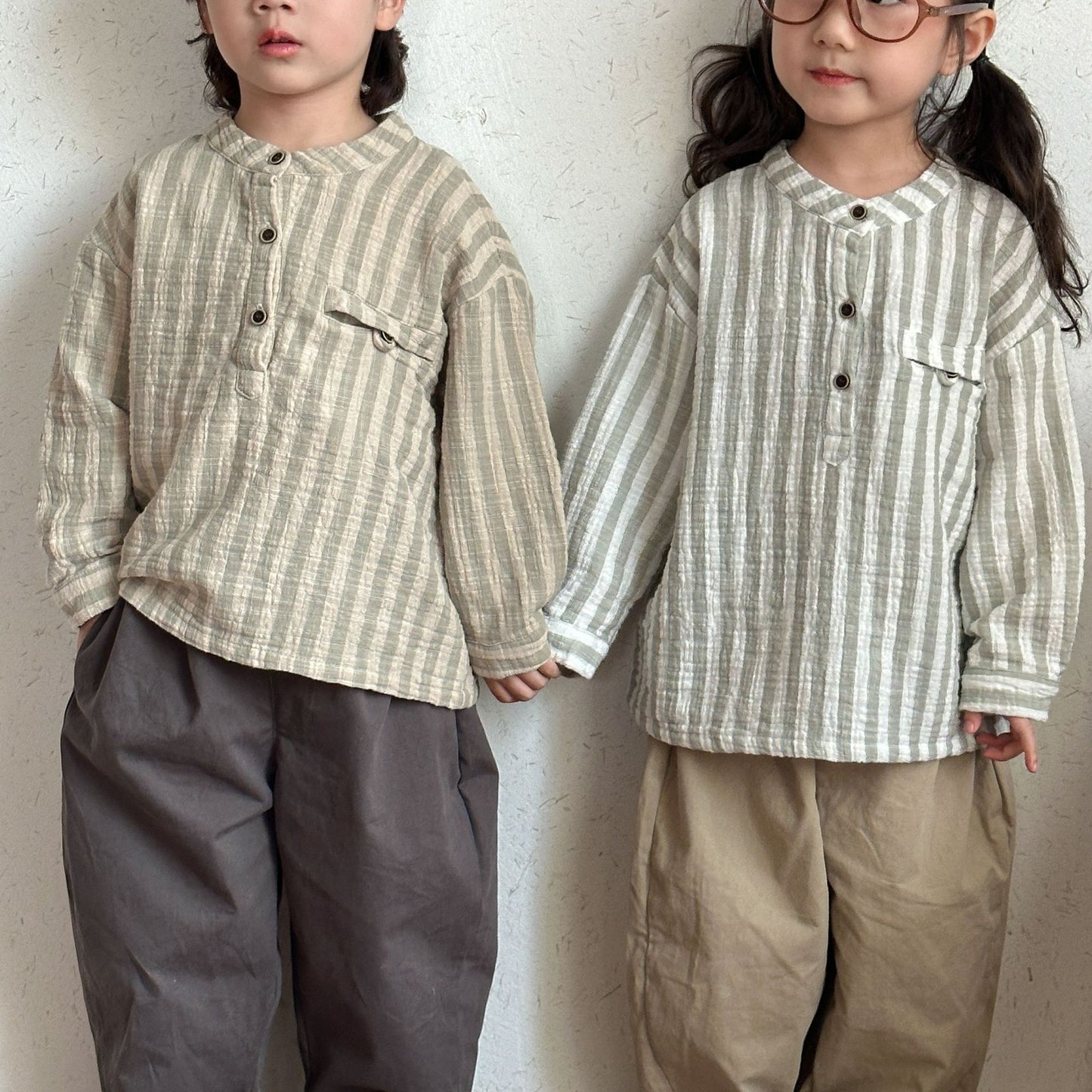 純綿ガーゼストライプシャツ