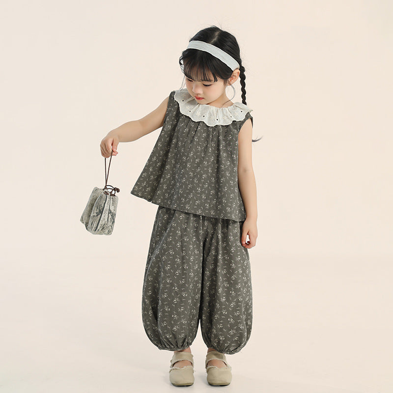 プリーツ加工小花柄セットアップ