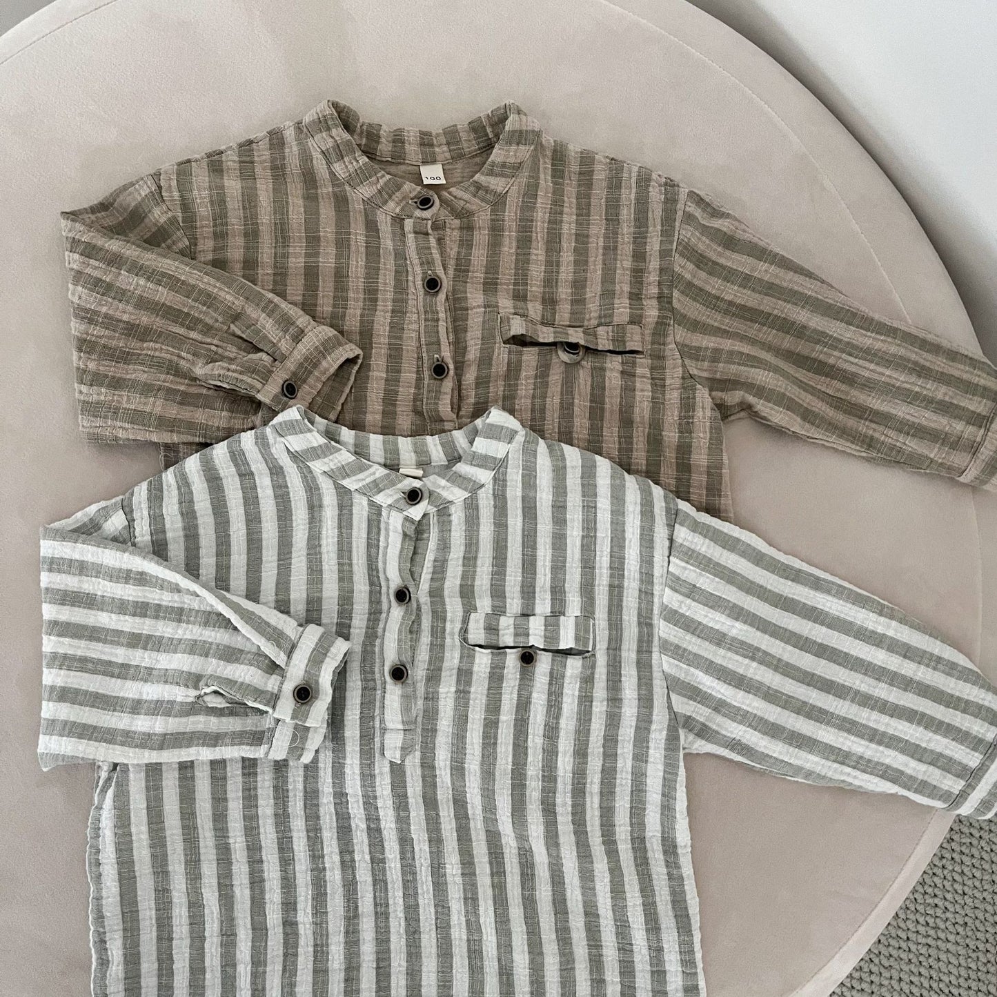 純綿ガーゼストライプシャツ