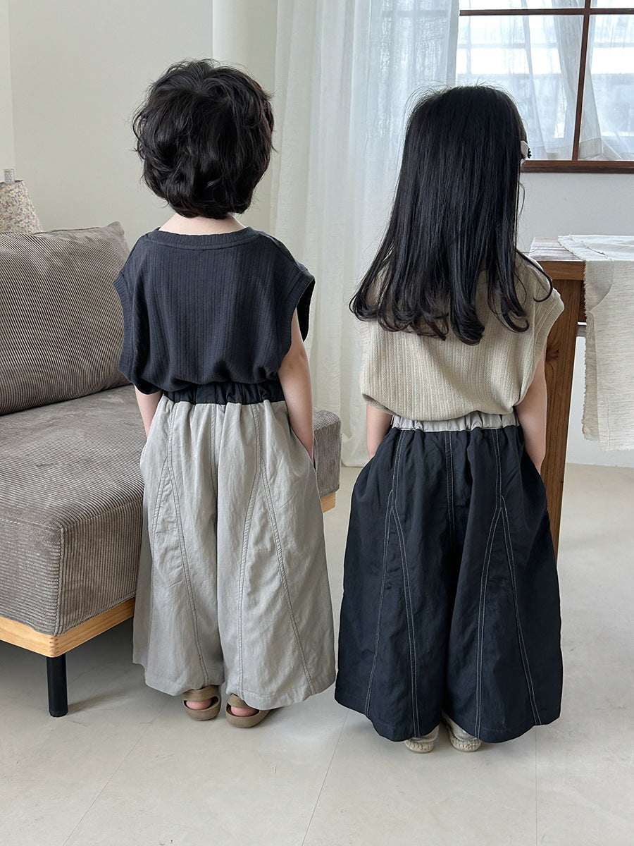 バイカラーデニムワイドパンツ