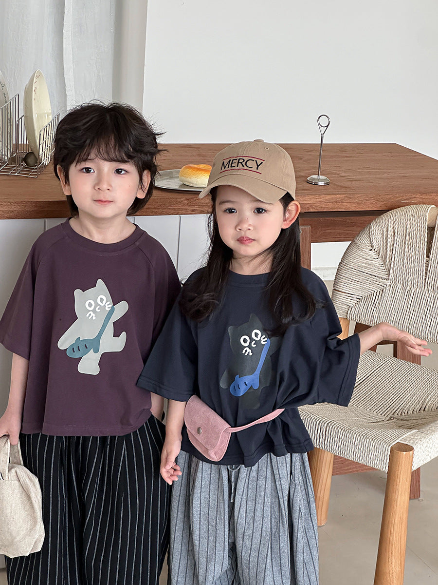 猫ちゃんプリント半袖Tシャツ