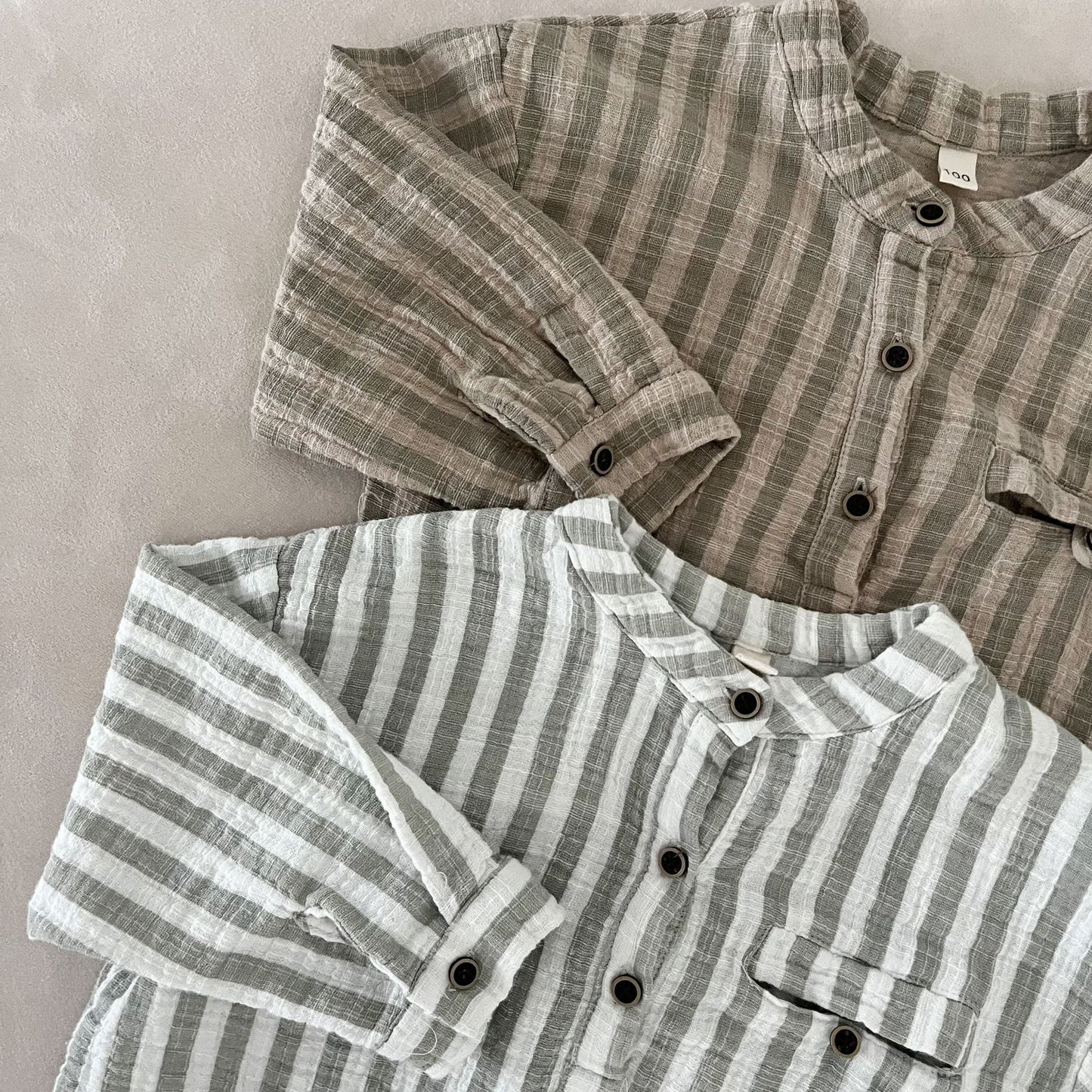 純綿ガーゼストライプシャツ