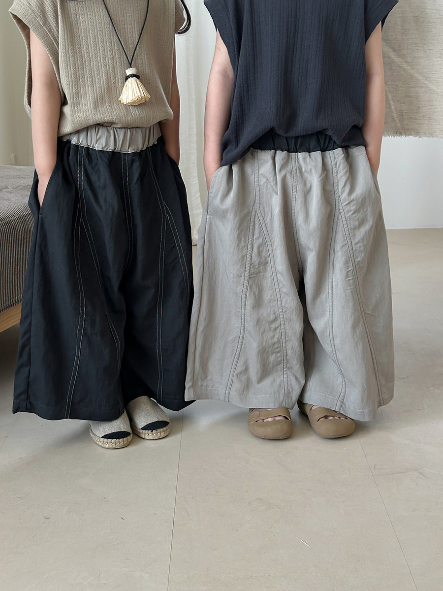 バイカラーデニムワイドパンツ
