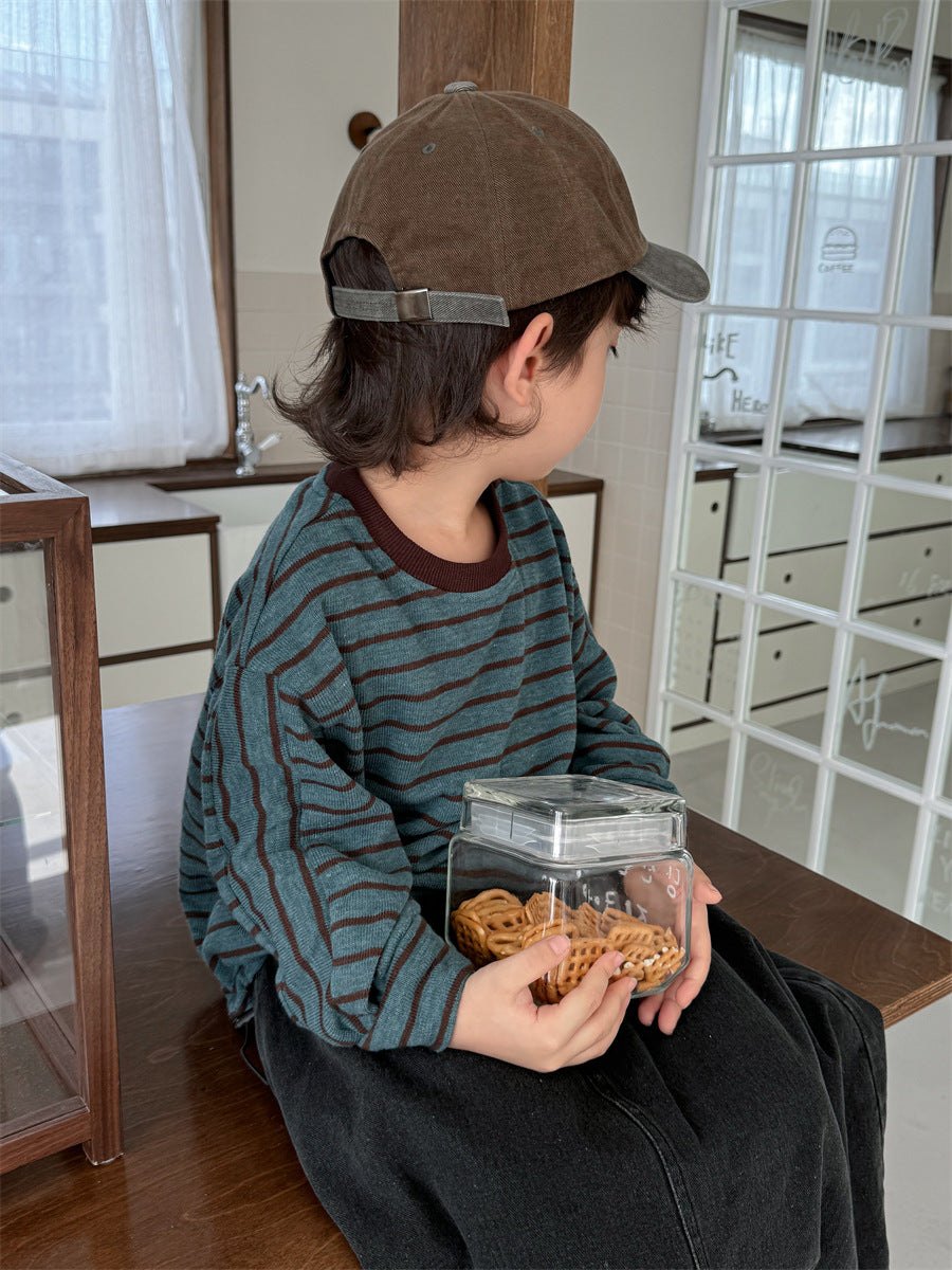 裾のドロコードボーダーロングT