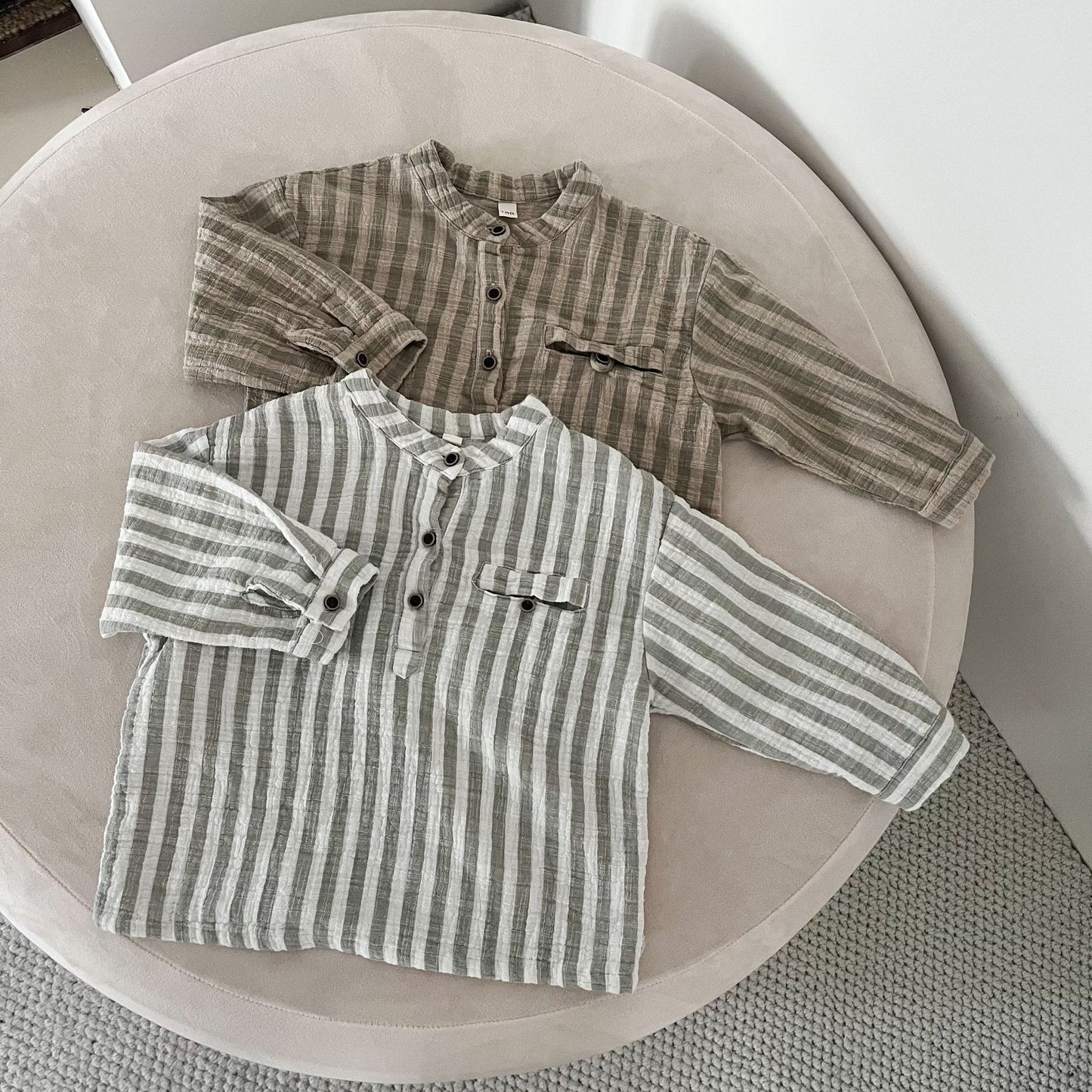 純綿ガーゼストライプシャツ
