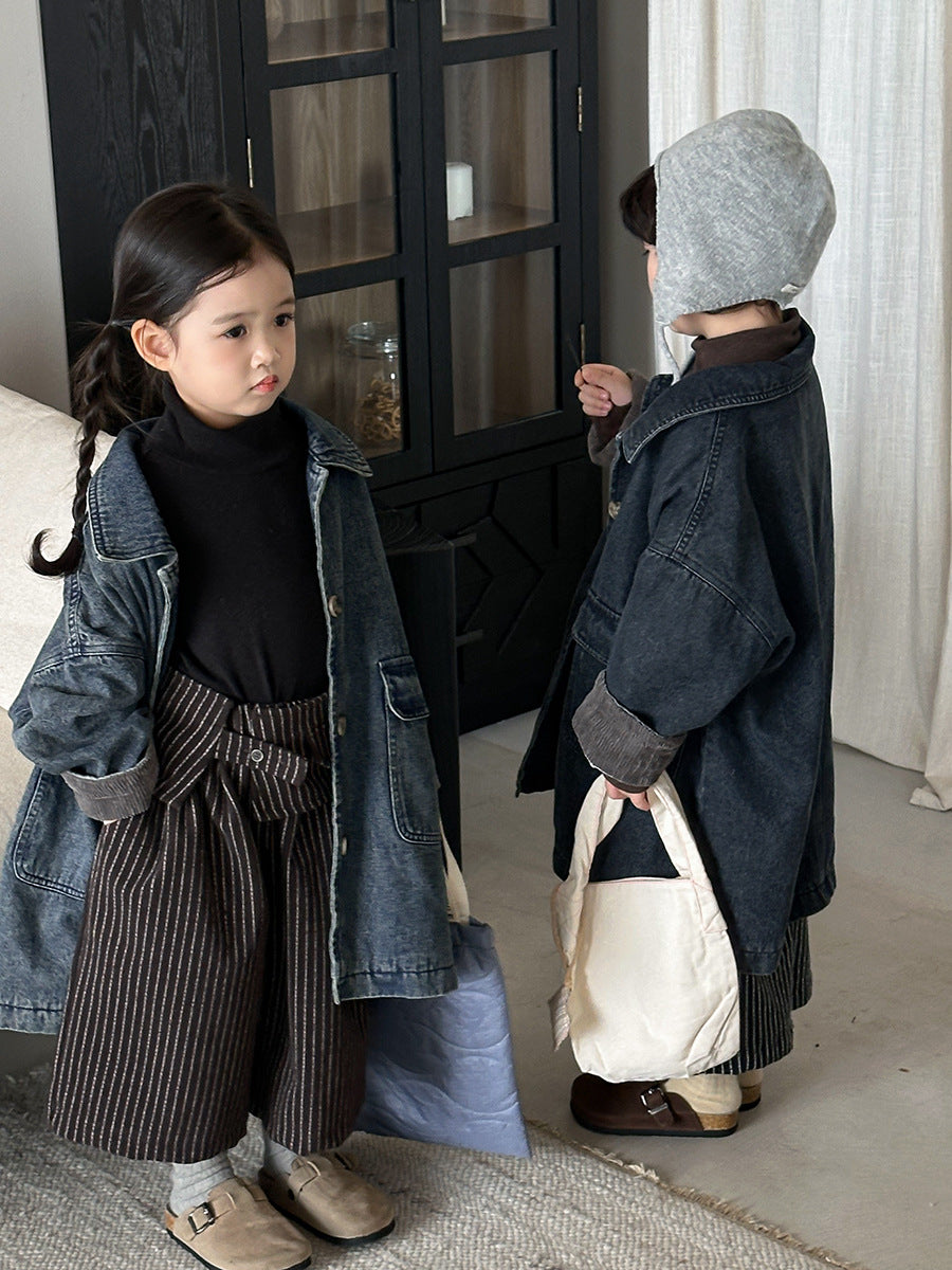 縦ストライプレトロワイドパンツ