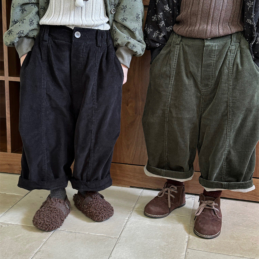 裏ボアコーデュロイワイドパンツ