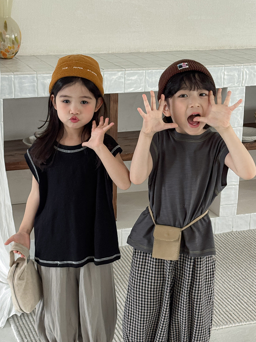 ステッチ純綿タンクトップ