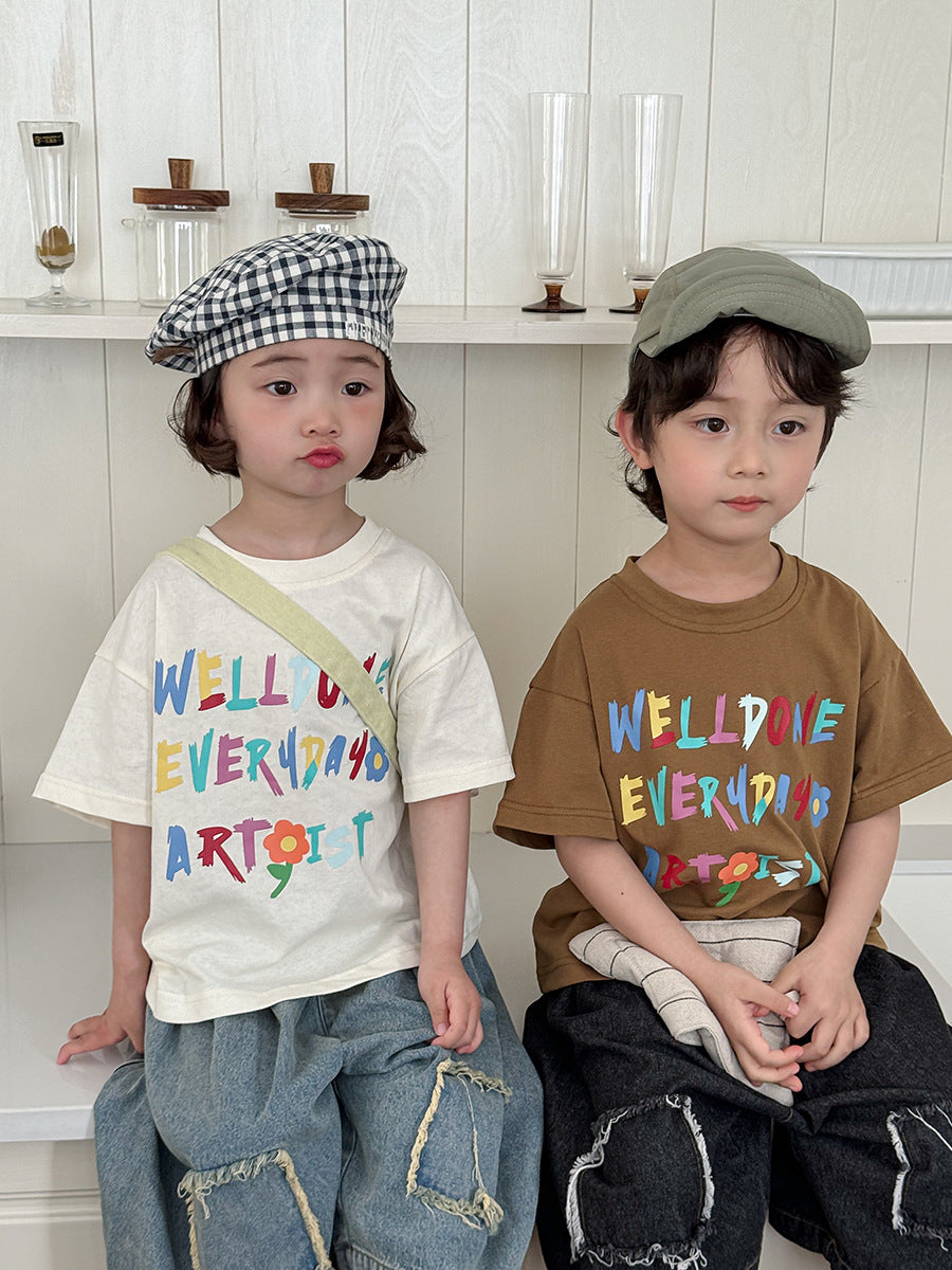 カラフルレターTシャツ