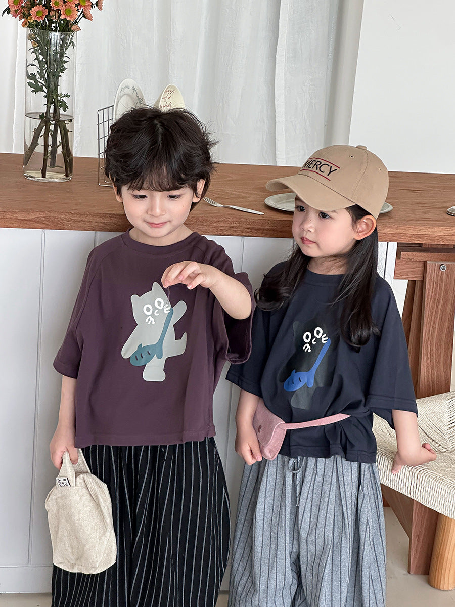 猫ちゃんプリント半袖Tシャツ