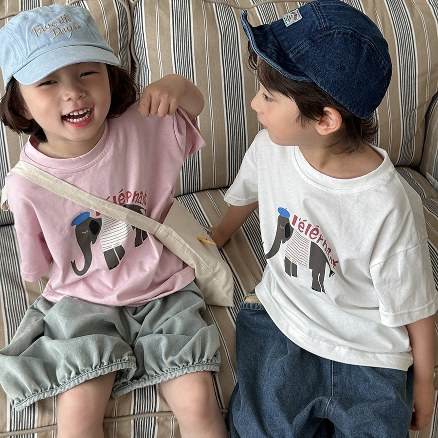 ゾウさんイラストTシャツ