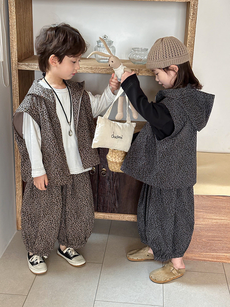 レオパード柄フードベストセット