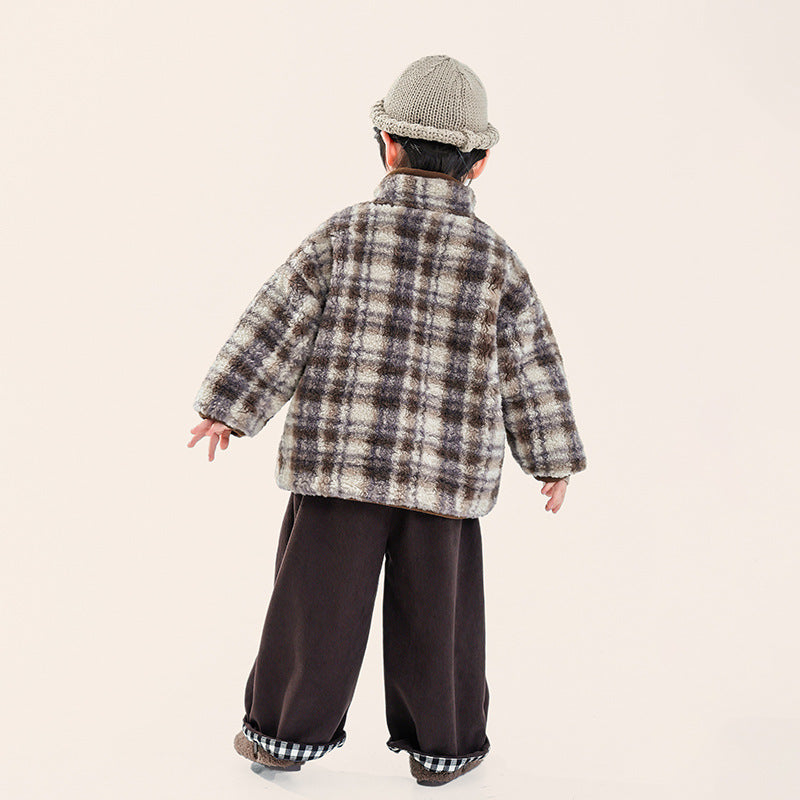 チェックボアコート