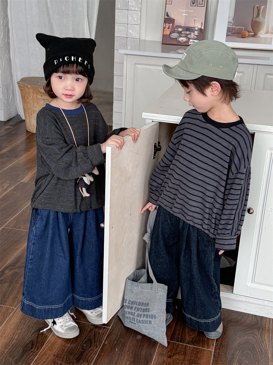 裾のドロコードボーダーロングT