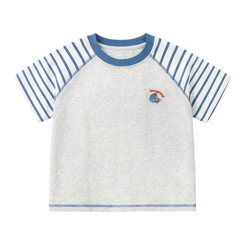 ボーダー切替クルーネックTシャツ