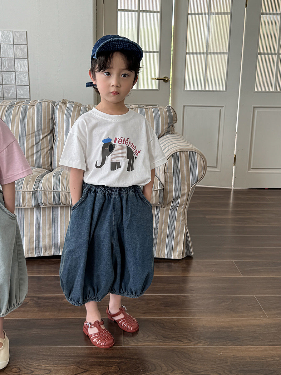 薄手七分丈デニムパンツ