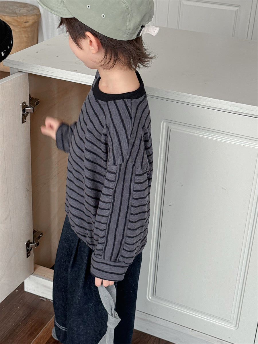 裾のドロコードボーダーロングT