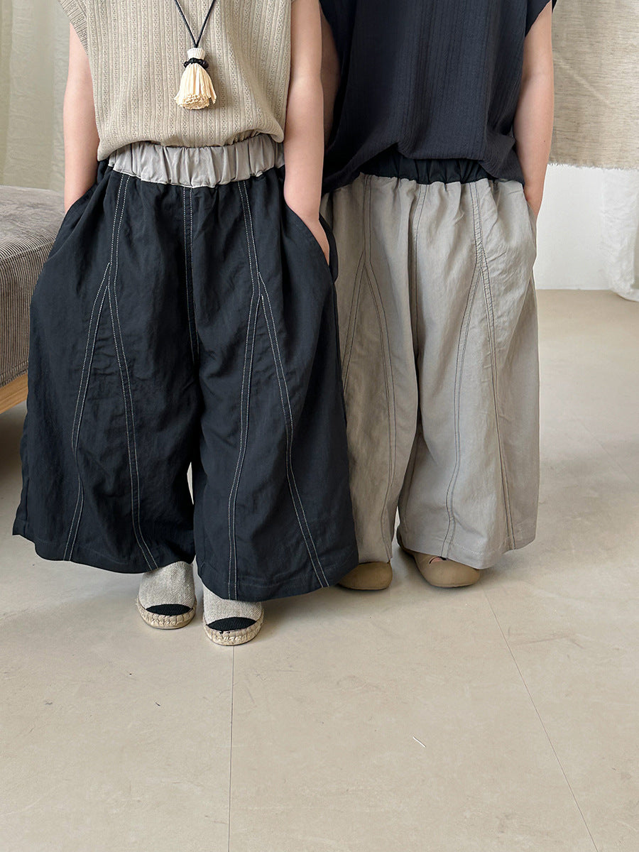 バイカラーデニムワイドパンツ