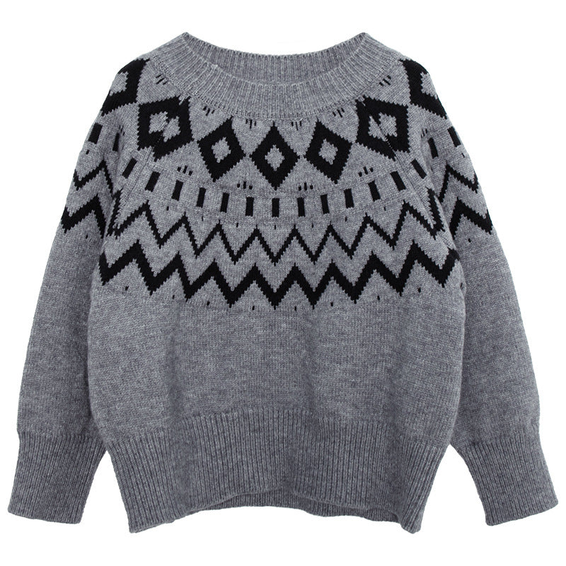 ノルディック柄厚手ニット